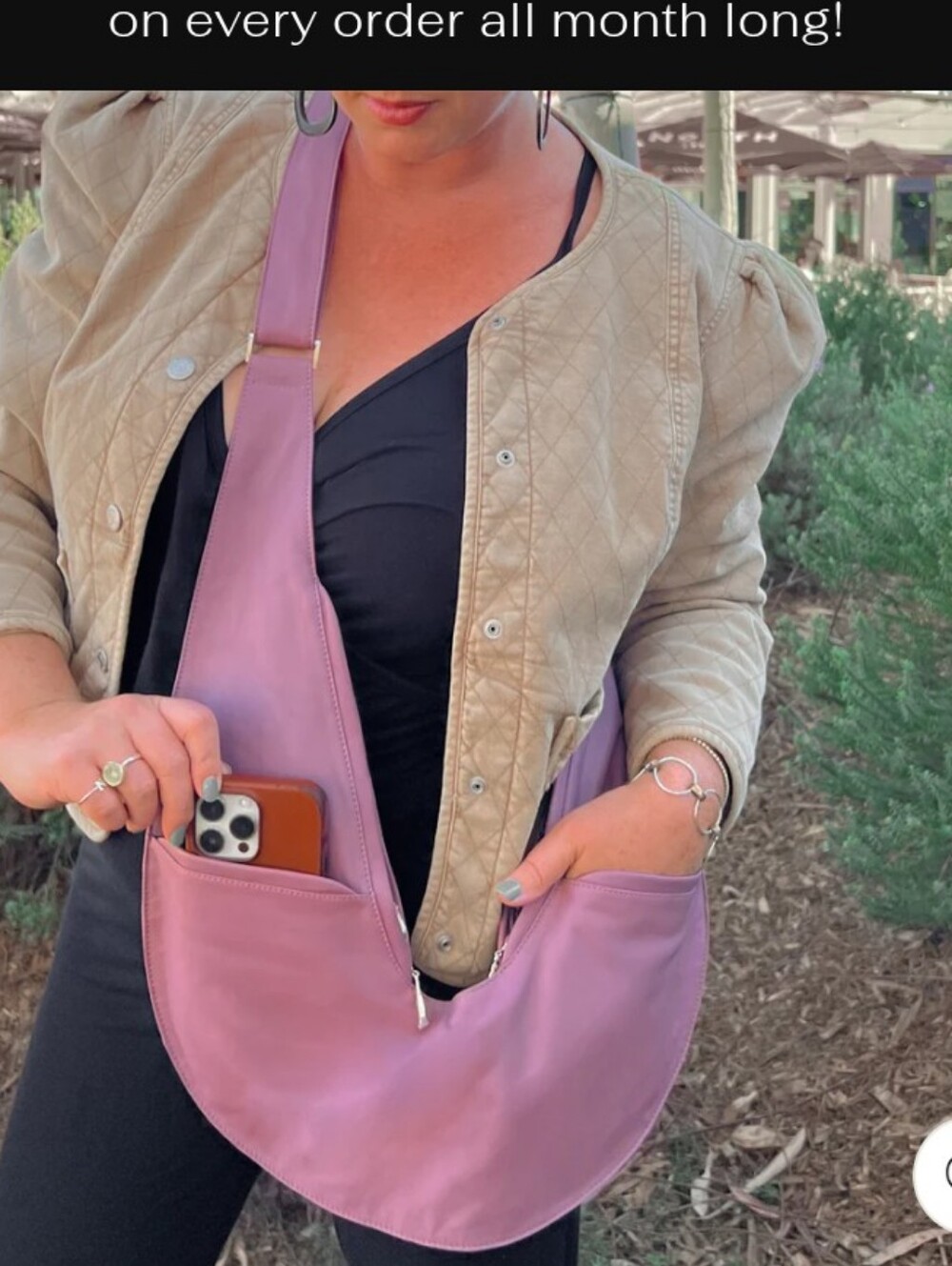Lotus Leather Sash Bag, Purple - Picture 2 of 4
